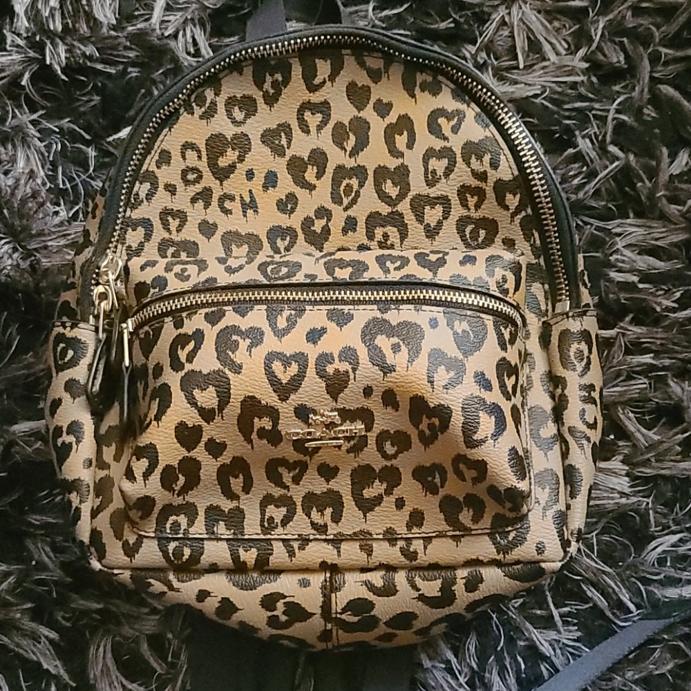 Coach Mini Charlie Wild Hearts Cheetah Backpack